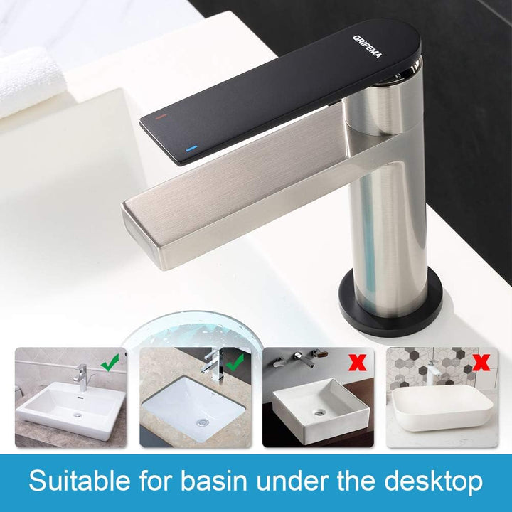 GRIFEMA LYON-G11001A | Bad - Waschtischarmatur mit wassersparfunktion, G3/8'' Anschlüsse | Einhebel