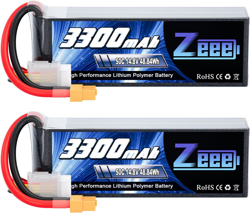 Zeee 4S Lipo Akku 14,8V 50C 3300mAh RC Batterie mit XT60 Stecker für RC Auto Truck Flugzeug Heilikop