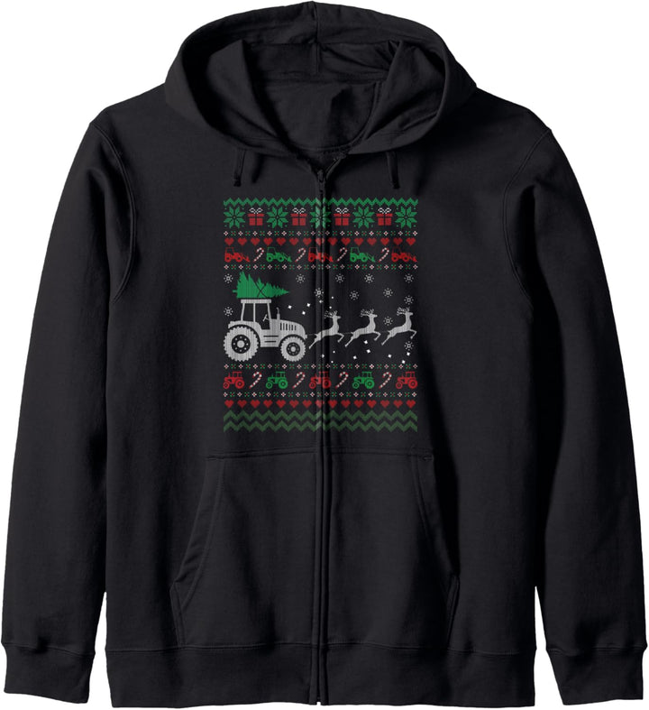 Traktor Ugly Christmas Sweater Xmas Funny Farmer Kapuzenjacke