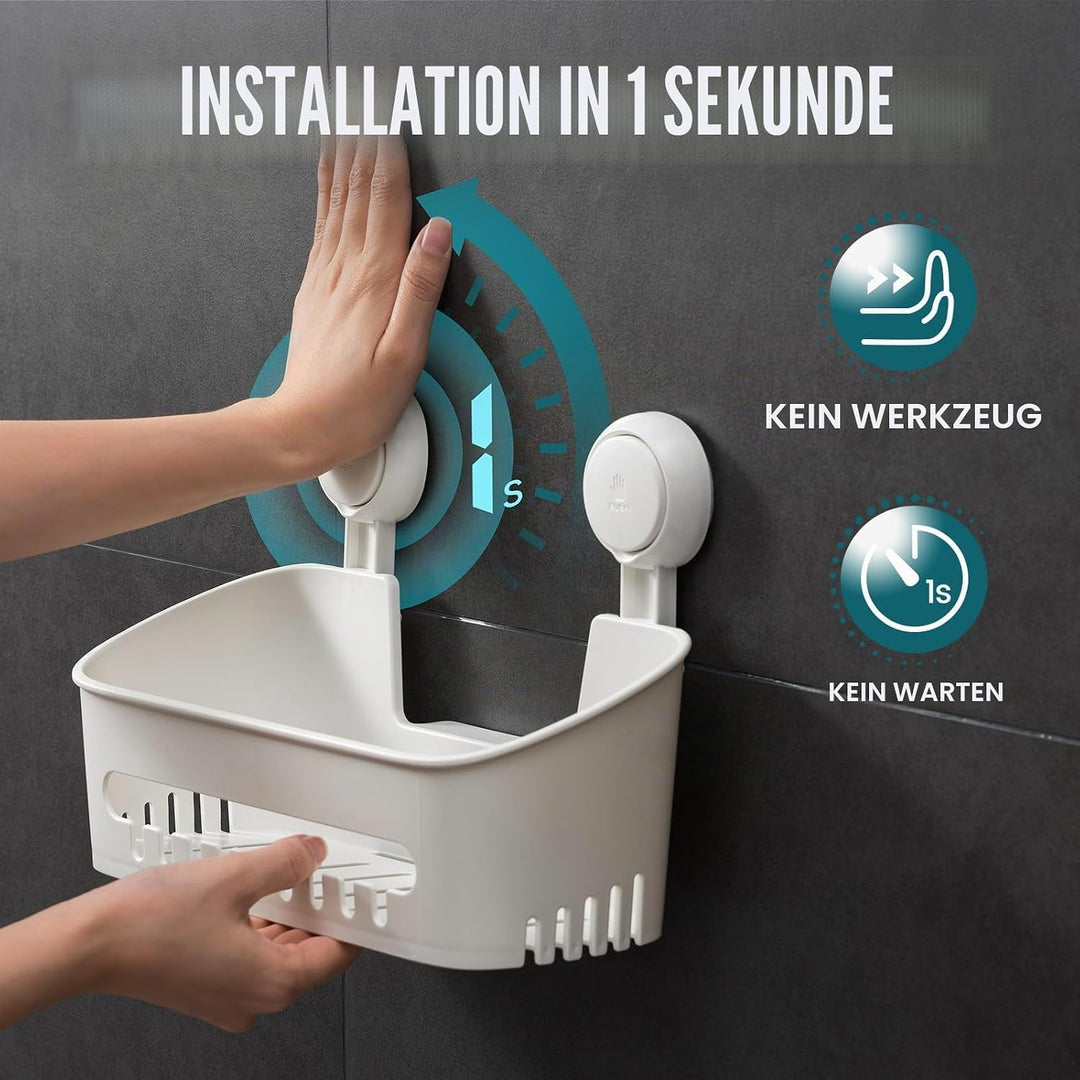 TAILI Duschablage Ohne Bohren, 2 Stück Badezimmer Regal, Duschregal Plastik Duschkörbe an der Wand M