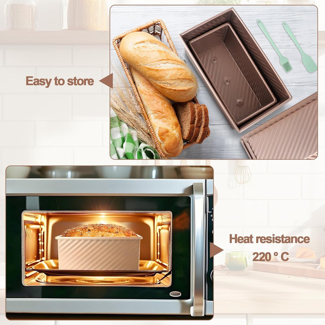 Brotbackform mit Deckel, Rechteckig Roségold, Toastbrot Backform Set,Toast Brot Backform Set,4PCS An