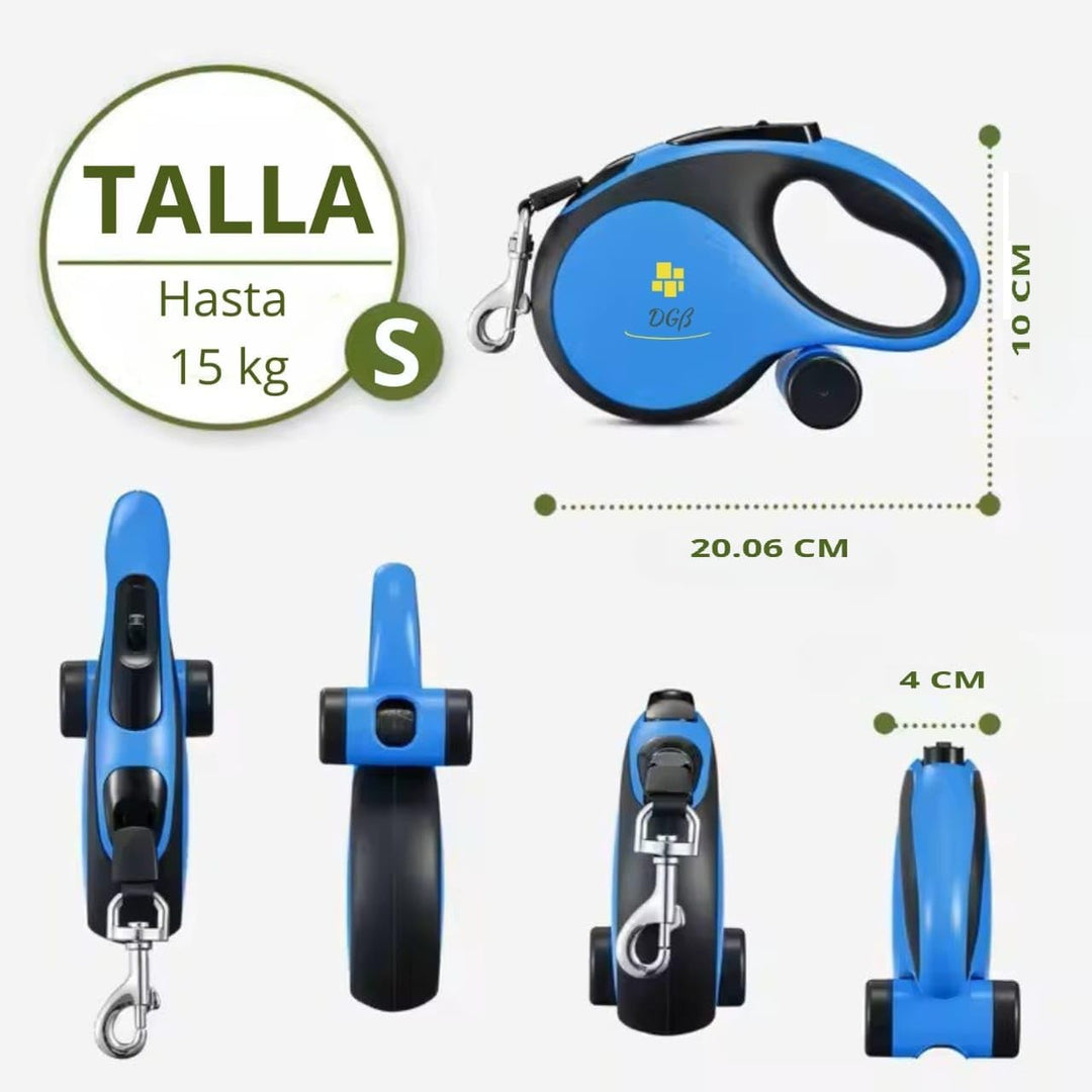 Ausziehbare Leine für kleine Hunde, Blau, bis 15 kg und 3 m (S, Blau) blau S, blau S