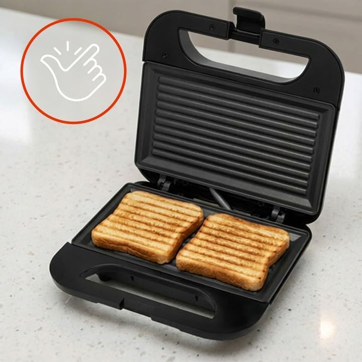 Kontaktgrill 750W Sandwichmaker &amp; Panini Grill, Antihaft-Grillplatten, schnelles Aufheizen 2 Min, 2