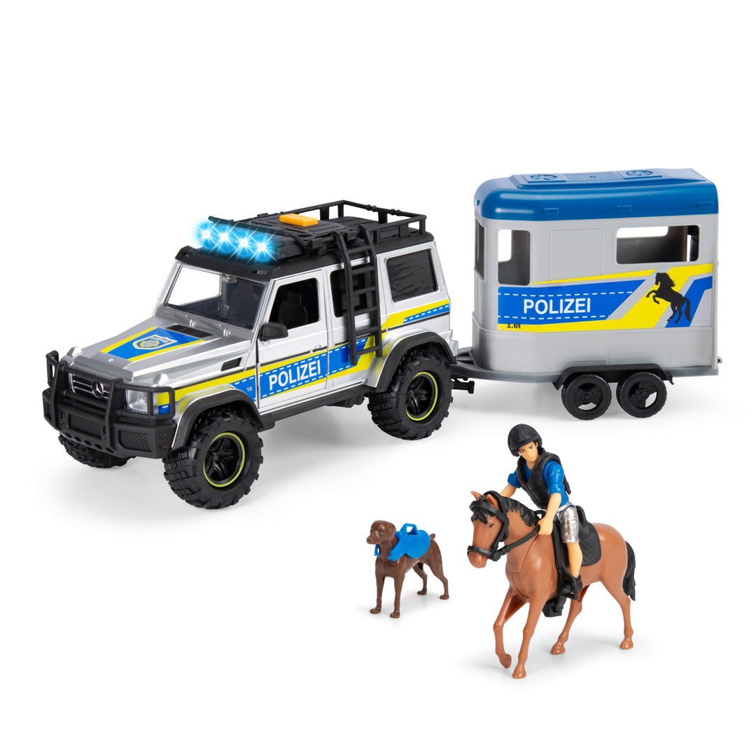 Dickie Toys - Police Horse Trailer (40 cm) - Mercedes-Benz G 500 4x4 Polizei-Auto mit Pferdeanhänger