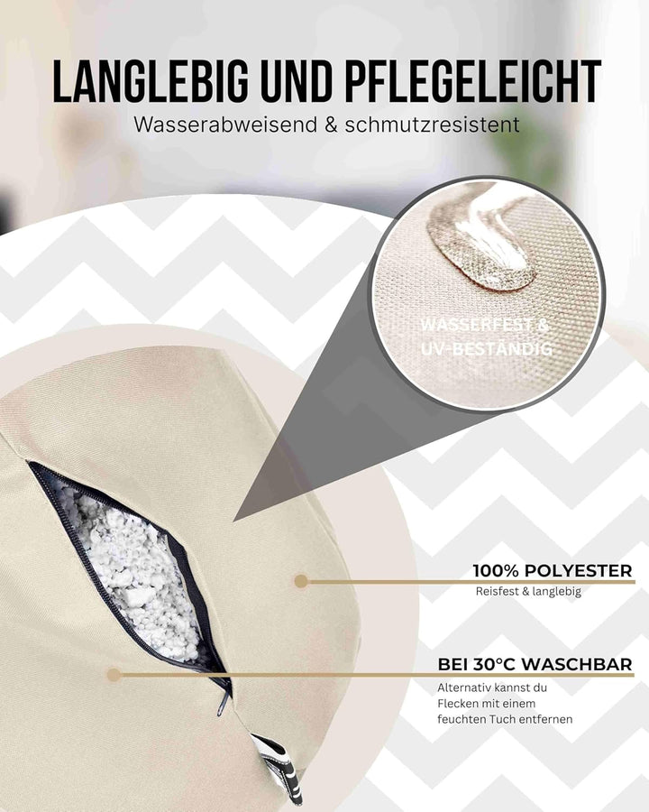 PATCH HOME Patchhome Sitzsack Tropfenform mit Reissverschluss Nachfüllbar - für In &amp; Outdoor - mit S