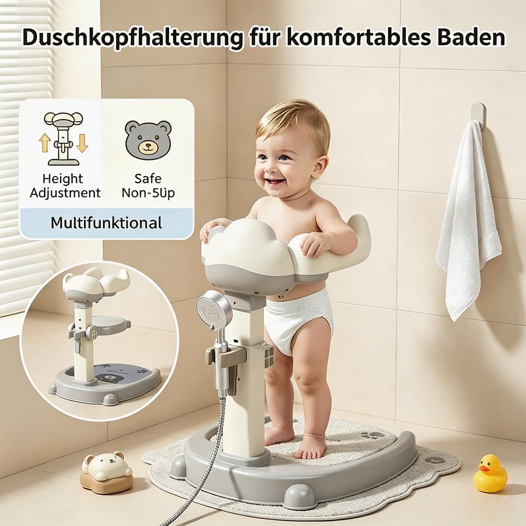 2-in-1 Baby Dusche Ständer, Einstellbarer Baby Shower Stand Support mit AntiRutsch-Basis, Weichem PU