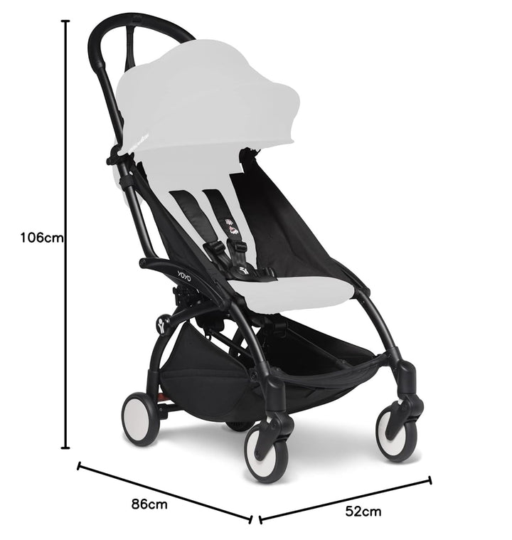 BABYZEN YOYO2 Kinderwagengestell, Black - Textilset nicht inbegriffen - Kommt mit 5-Punkt-Gurt, mehr