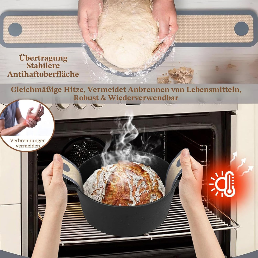 Brotgärkorb -Set- aus Silikon, Gärkörbchen zum Brotbacken (23cm Rund und 25cm Gärkörbchen oval),Brot