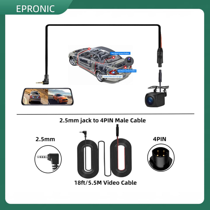 Epronic 4 Pin Rückfahrkamera AHD Autokamera Wasserdicht wasserdichte Rückfahrkamera 149° Blickwinkel