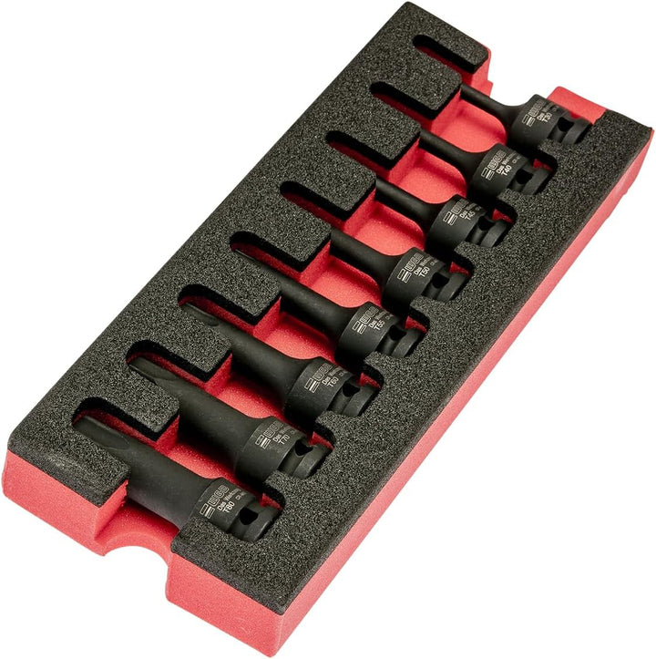 1/2" Torx Nuss Set in Werkzeug Einlage 8 teilig TX30 bis TX80 | Torx Bit und Stecknuss Set mit Loch