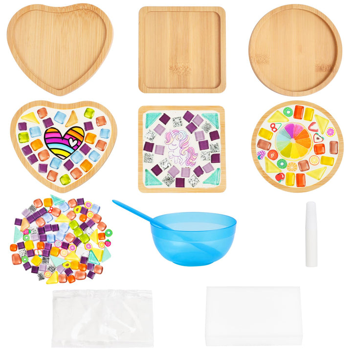 AUAUY 3 Stück Mosaik Bastelset Untersetzer, Mosaiksteine Untersetzer Set, Dekorative Untersetzer Mit