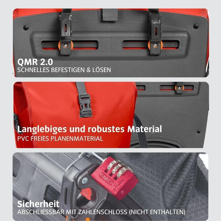 VAUDE Fahrradtaschen für Gepäckträger Aqua Back 2x24L, 2 x Hinterradtaschen wasserdicht, Fahrrad Gep