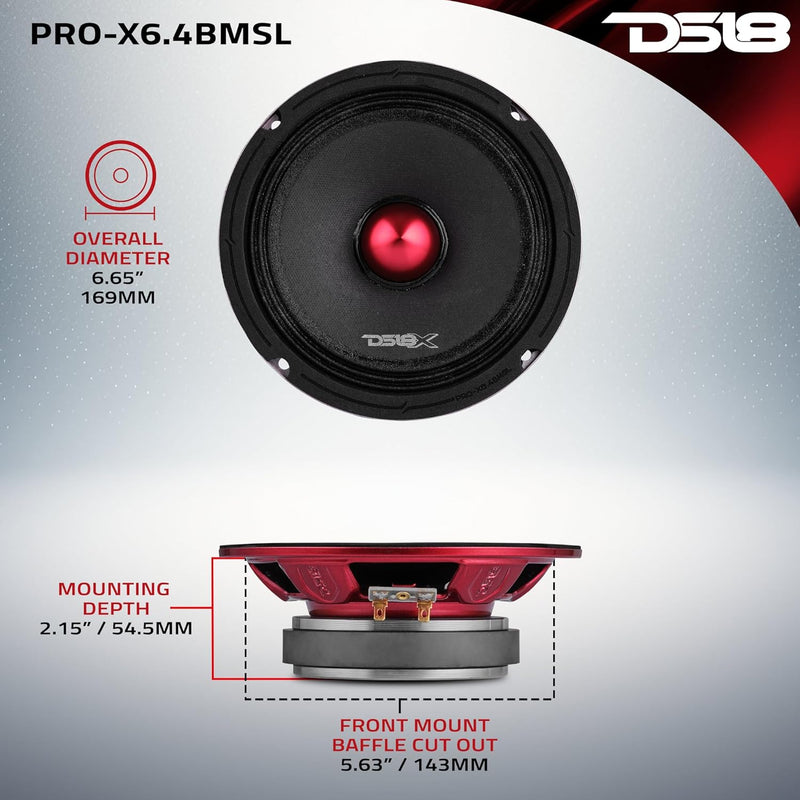 PRO 6” Midrange Loudspeaker With Bullet 500 Watts 4-ohm Schlank 4 Ohm 16,5 cm, Schlank 4 Ohm 16,5 cm