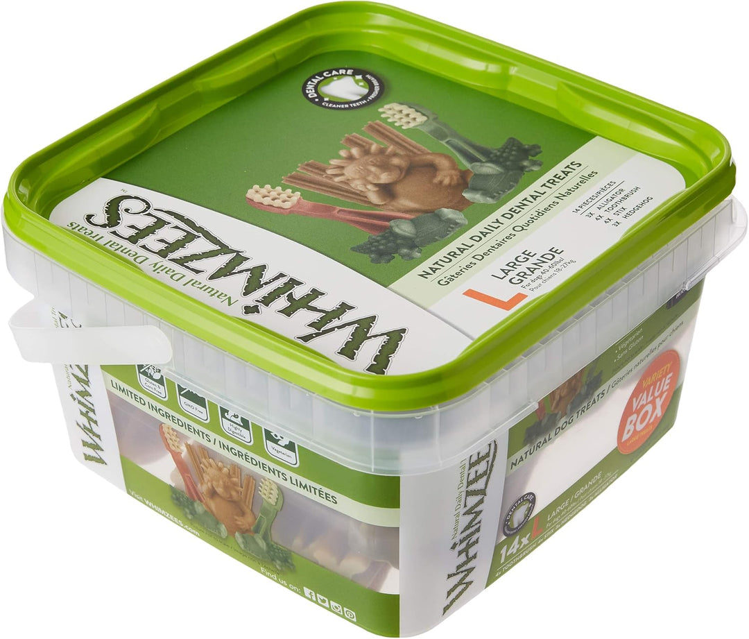 WHIMZEES Natürliche Getreidefreie Zahnpflegesnacks, Kaustangen für Hunde, Monats-Packung &amp; Natürlich
