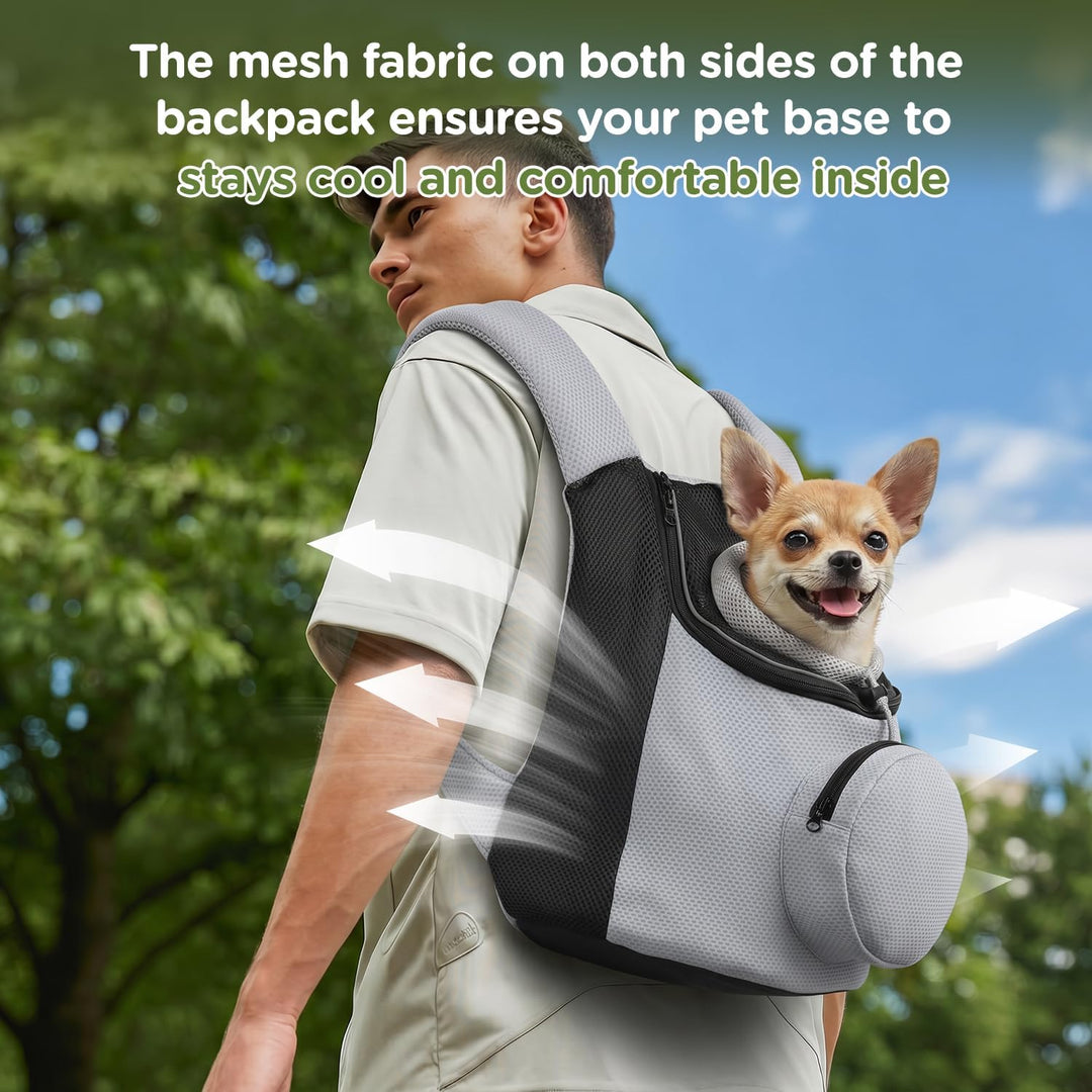 BONTHEE Hundetrage-Rucksack für kleine Hunde & Welpen – atmungsaktiver Frontrucksack mit PE-Boden un