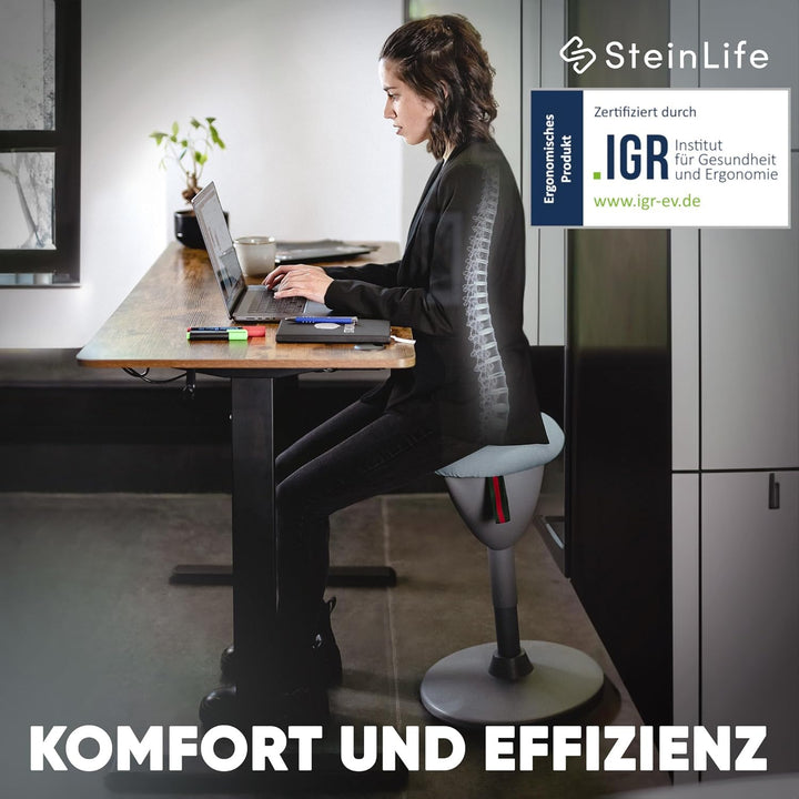 SteinLife Cone Bürohocker Ergonomisch [TESTSIEGER] Stehhocker Höhenverstellbar [58-83cm] Ergonomisch