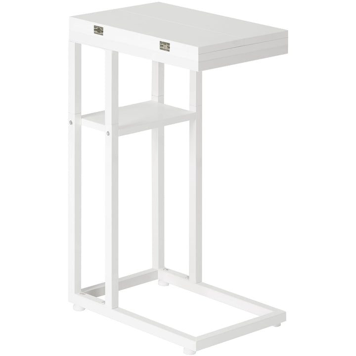HOOBRO C-Form Beistelltisch, Klappbarer Sofatisch, Couchtisch, Kaffeetisch Snacktisch mit Lagerregal