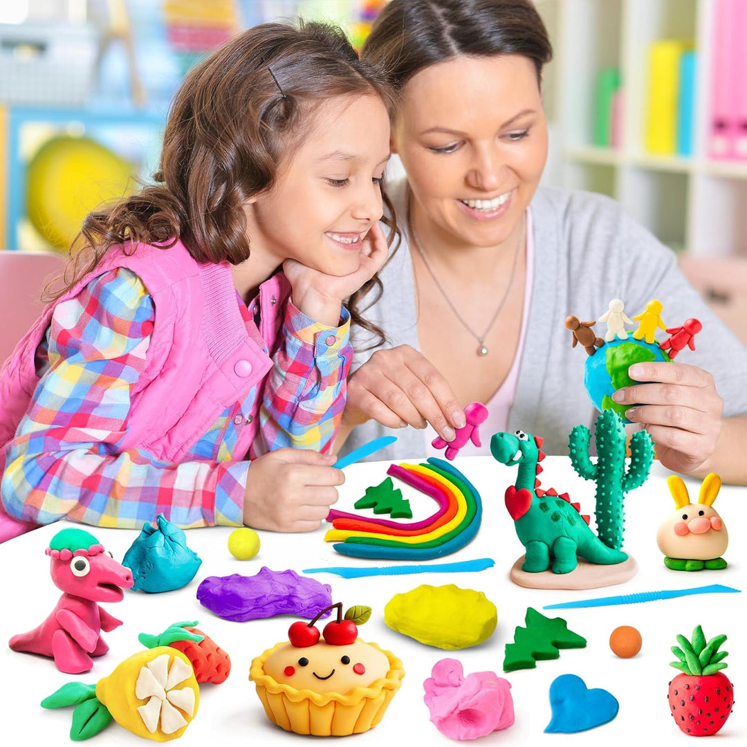 Modelliermasse Lufttrocknend, 52 Farben Lufttrockener Magischer Knete für Kinder, Air Dry Clay, 52 F
