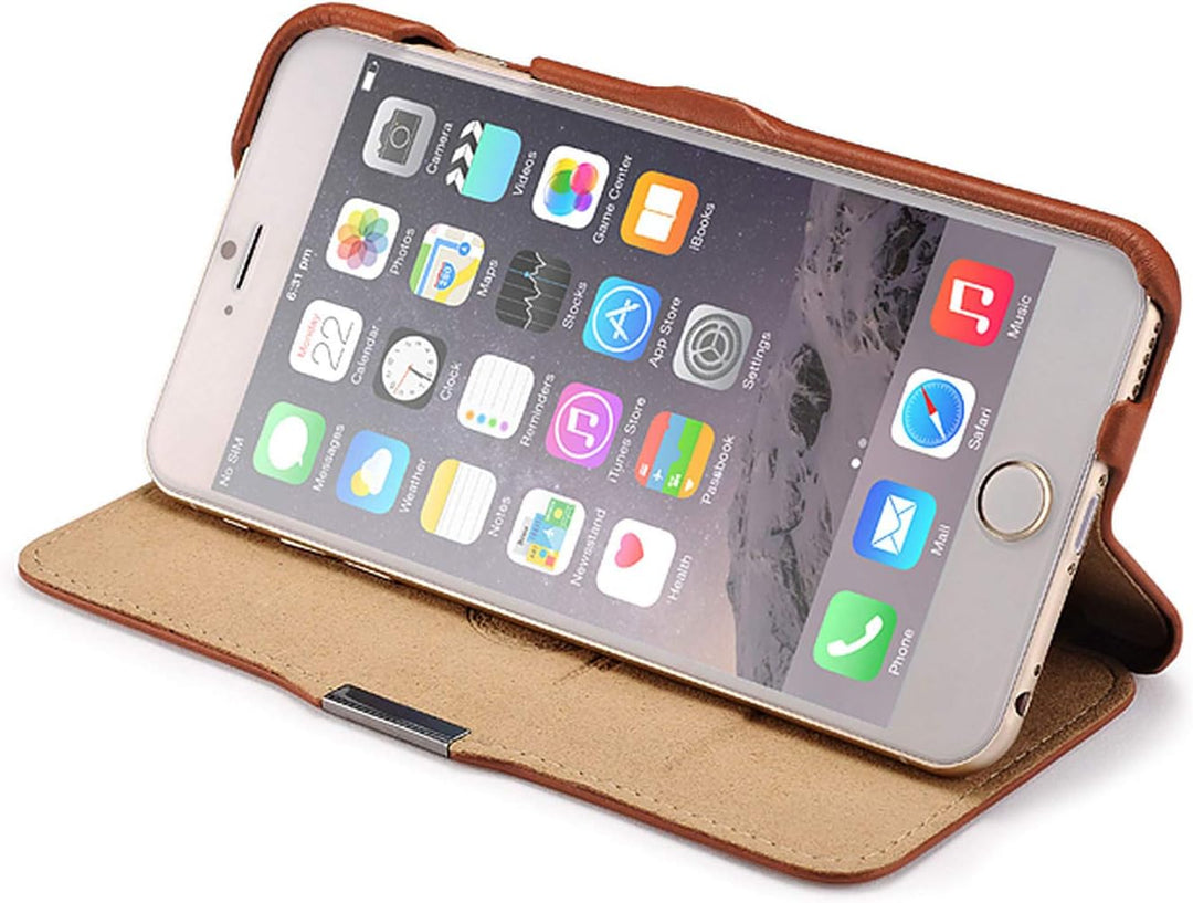 ICARER Hülle passend für Apple iPhone 6S Plus und iPhone 6 Plus (5,5 Zoll), Handyhülle mit echtem Le