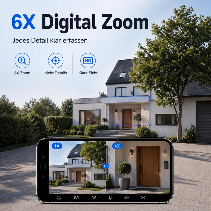 5G Kamera Überwachung Aussen,6MP Dual Objektiv Überwachungskamera Aussen, IP66 AussenSicherheitskame