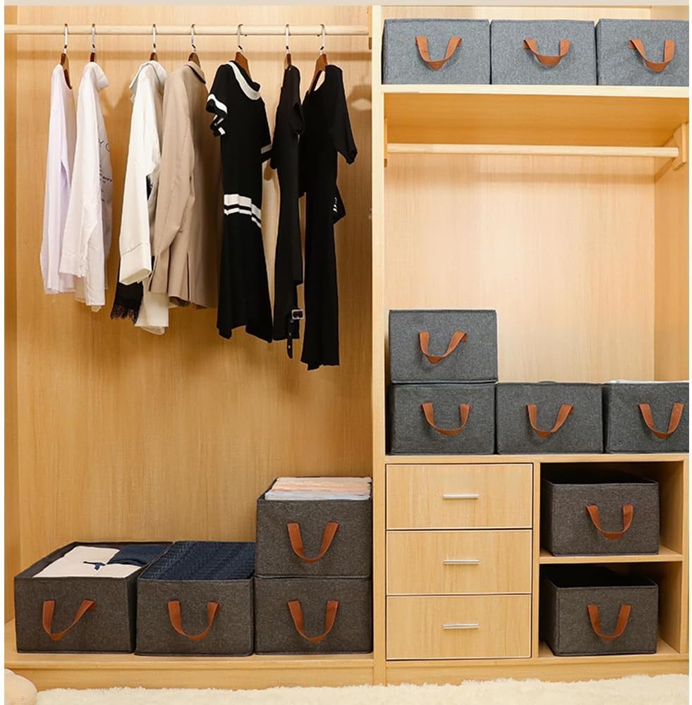 Ruucy Aufbewahrungskorb Stoff 3er Set, Faltbare Stoffboxen mit Griffe, Gross Aufbewahrungsbox aus St