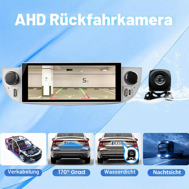 Autoradio für FIAT 500 2007-2015 mit Android Auto und CarPlay Wireless, RDS Car Radio Android 13 Ste