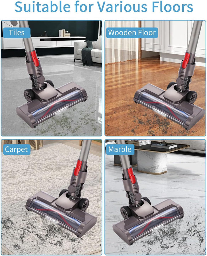 Bürste Kompatibel mit Dyson V7, V8, V10, V11, V15 Staubsauger, Ersatzbürste mit 4-LED Scheinwerfern,