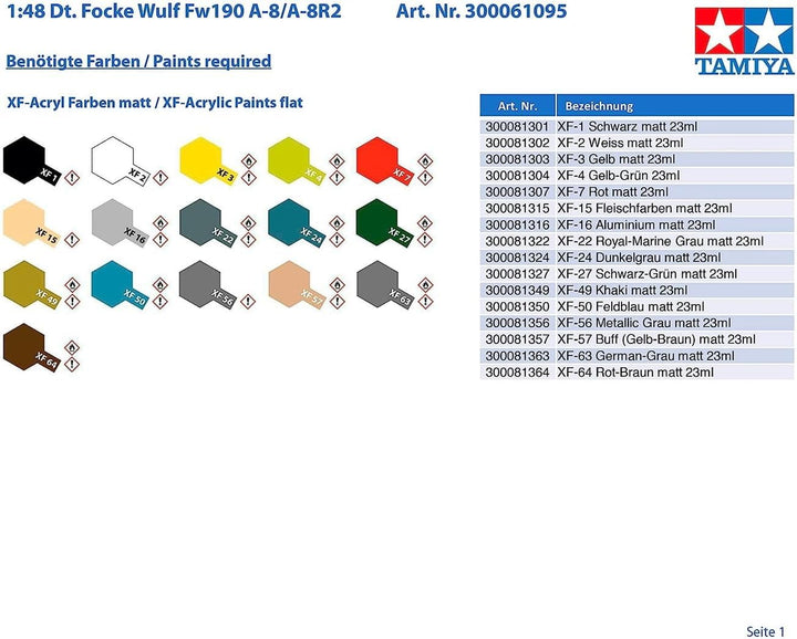 Tamiya 300061095 - 1:48 WWII Deutsche Focke Wulf Fw190 A-8/A-8R2