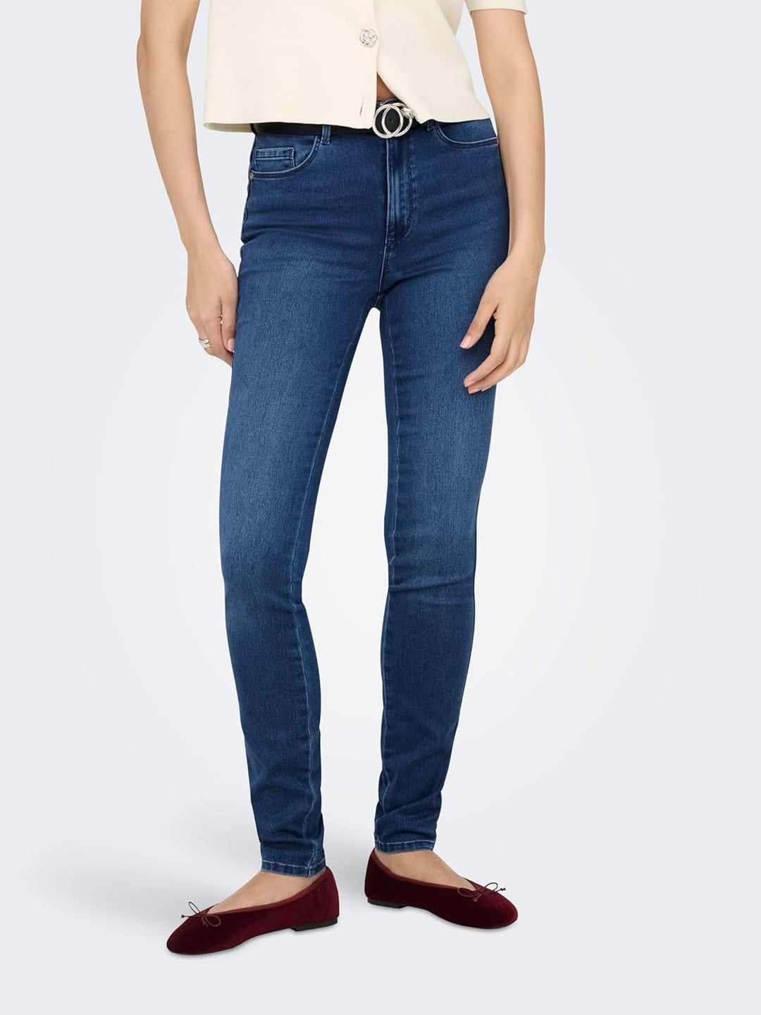 ONLY Female Skinny Jeans ONLBLUSH Mittlere Taille Skinny Fit Knöchellang Jeans Klassisch XS Kurz Bla