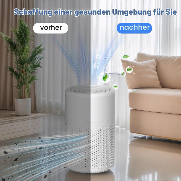 Luftreiniger Allergiker, mit H13 HEPA Filter, 37dB Ultra Leise, Air Purifier gegen Rauch, Tierhaare,