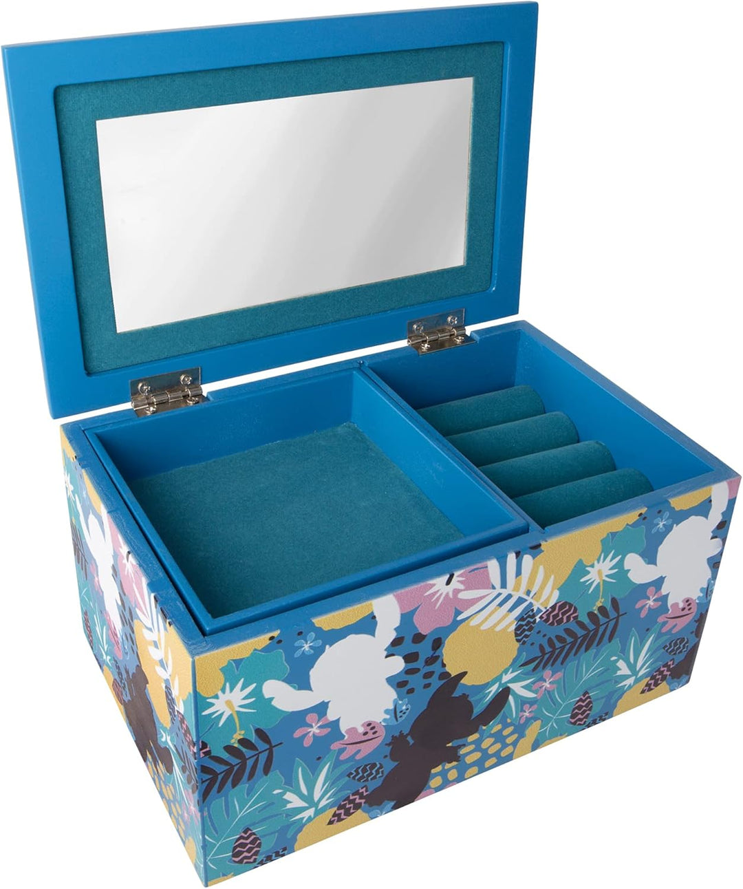 Disney Lilo and Stitch "My Happy Place" Silk Screen Print Blue Jewelry Box Jewelry Organizer, Offici