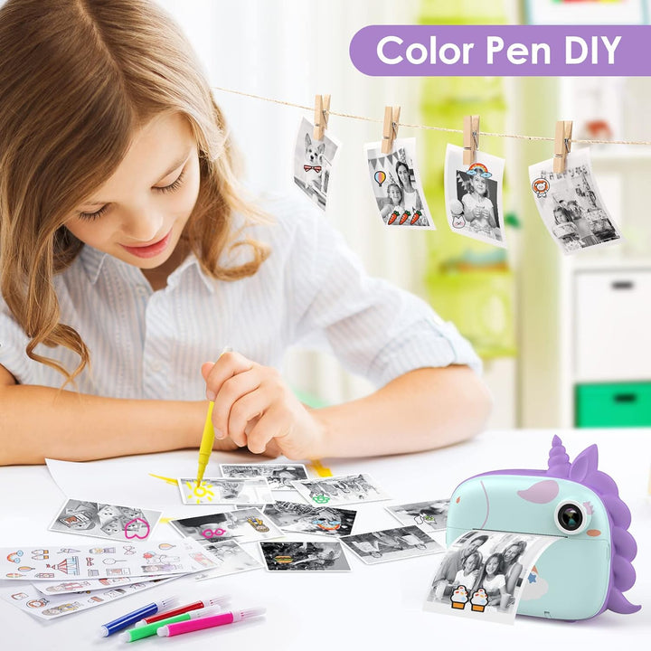 HiMont Kinderkamera Sofortbildkamera, Digitalkamera für Kinder mit Druckpapier & 32G TF Karte, Video