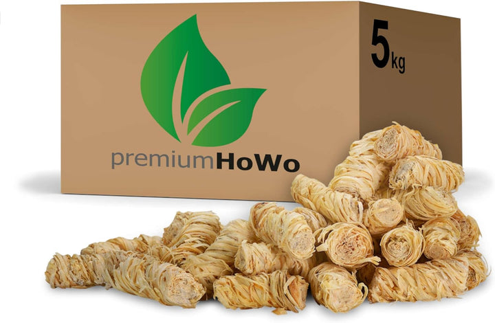 premiumHoWo (5kg = ca. 400 Stück) Kaminanzünder, Grillanzünder und Ofenanzünder - Öko-Anzündwolle, H
