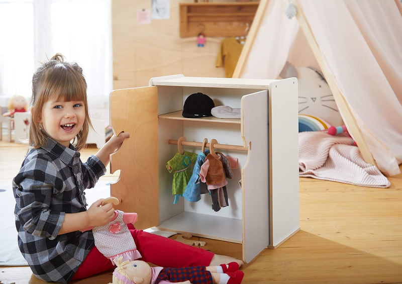 HABA 304861 - Puppenschrank Tulpentraum, Zubehör für alle HABA-Puppen, mit Tulpendekor, inklusive 1