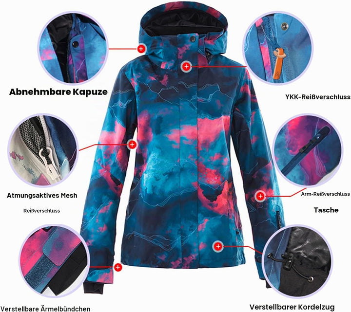 ALSOGO Damen Skianzug Schneeanzug Winddicht Wasserdicht Skifahren Snowboardjacke Trägerhose Set Zum
