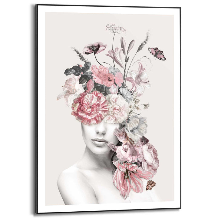 REINDERS Gerahmtes Bild, Blumenfrau, Wohnzimmer, Bilder, Wanddeko, Room Decor, MDF, Rosa, 70x50cm 70