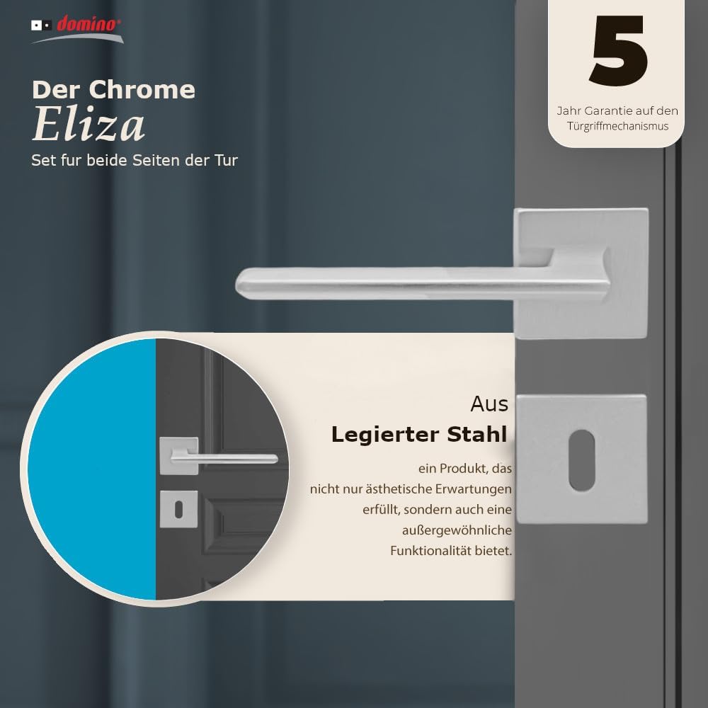 domino Türgriff ELIZA-QR M6 BB-Buntbart Drückergarnitur für Zimmertüren Türdrücker-Set Rosetten-Garn