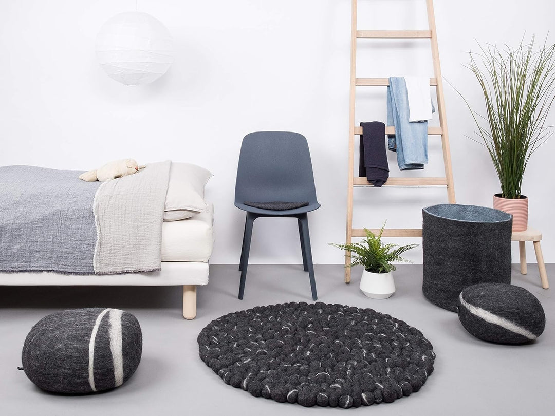 myfelt Kurt Filzkugelteppich — Ø 70 cm, ideal für Schlaf-, Wohn-, Kinderzimmer, Flur & Bad 70cm Ø An