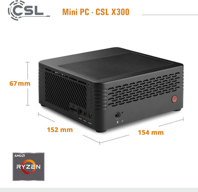 Mini PC CSL X300 Windows 11 Home, AMD Ryzen 5 5600G 6x3900 MHz, 4000 GB M.2 SSD, 64 GB DDR4-RAM, Rad