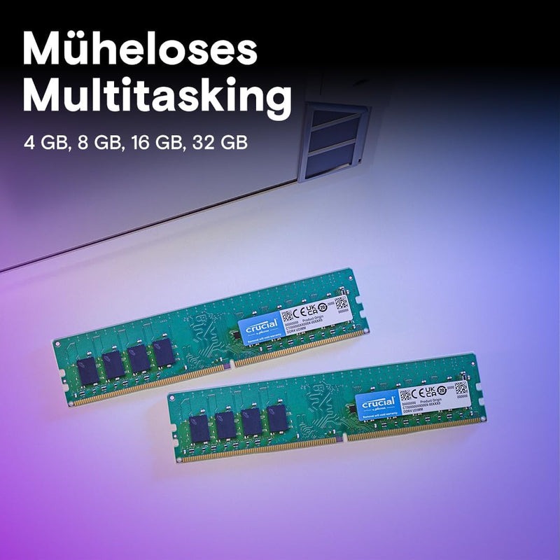 Crucial RAM 32GB DDR4 3200MHz CL22 (2933MHz oder 2666MHz) Desktop Arbeitsspeicher CT32G4DFD832A 32GB
