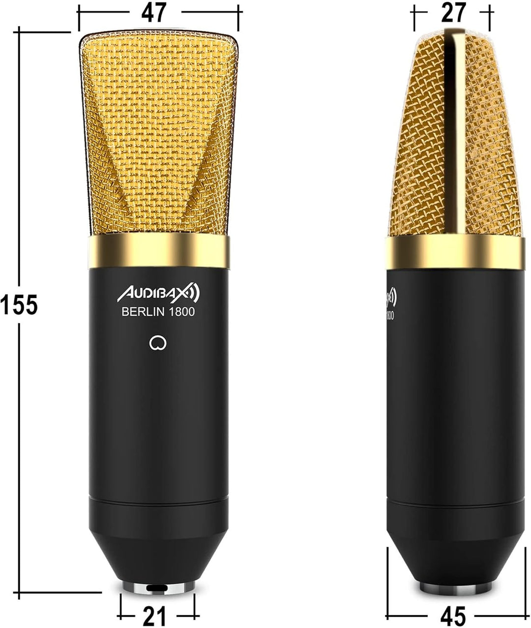 Audibax Berlin 1800 Gold Pro Pack Micrófono Estudio + Soporte + Antipop + Cables