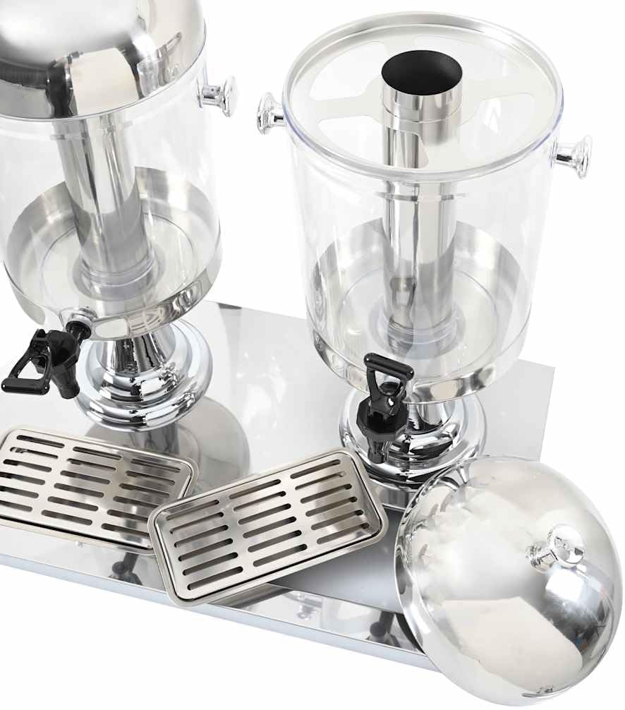 vidaXL Getränkespender Saftspender Wasserspender 2-Fach Edelstahl 2 x 8 Liter
