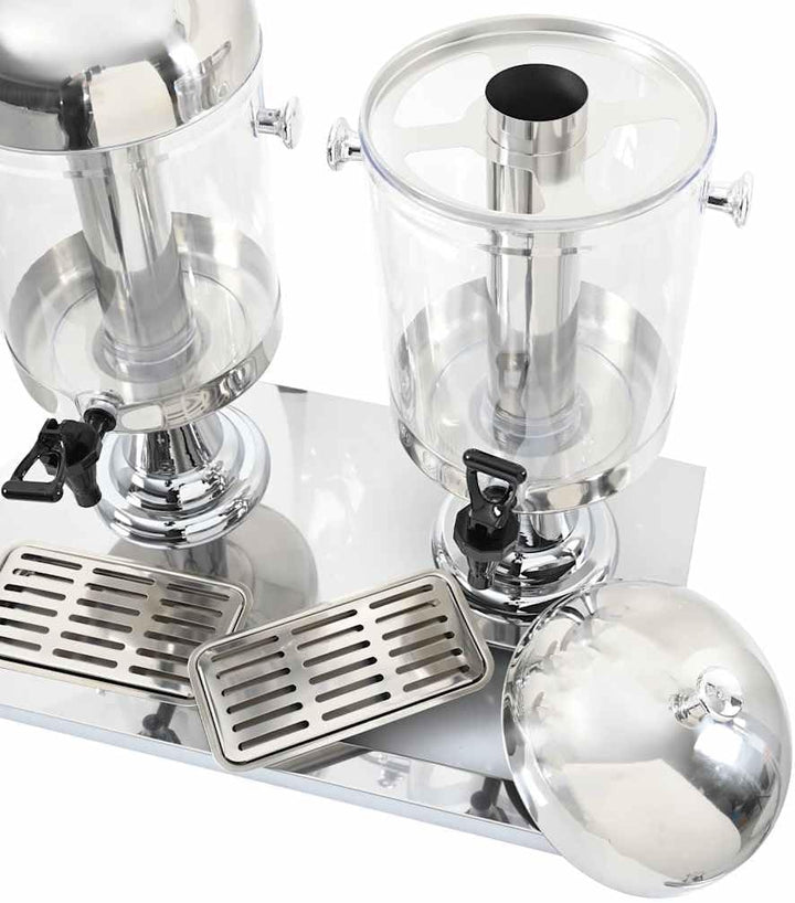 vidaXL Getränkespender Saftspender Wasserspender 2-Fach Edelstahl 2 x 8 Liter