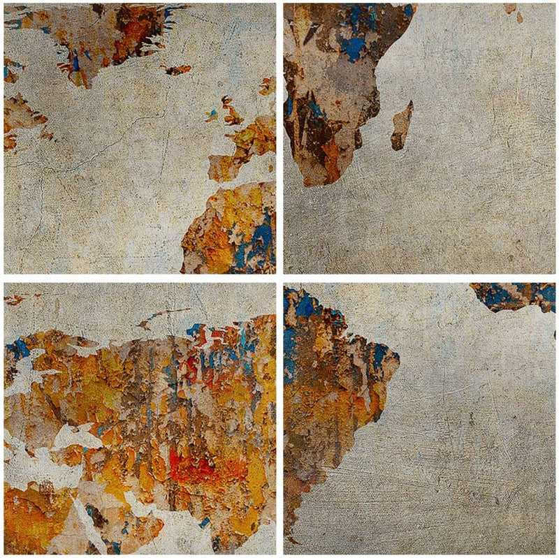 Bilder auf Leinwand Welt Karte Kontinente Geographie Leinwandbild 60x60cm Wandbilder Dekoration Wohn