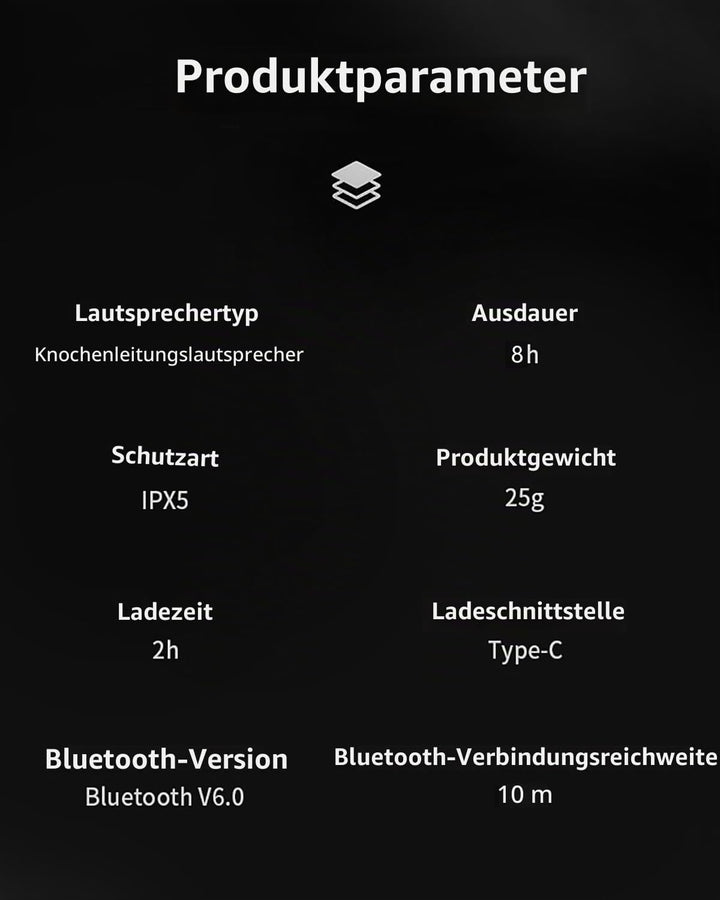 GKEAPZA Knochenleitungskopfhörer mit Bluetooth 6.0, IPX5, schweissresistente Sport-Ohrhörer, geeigne