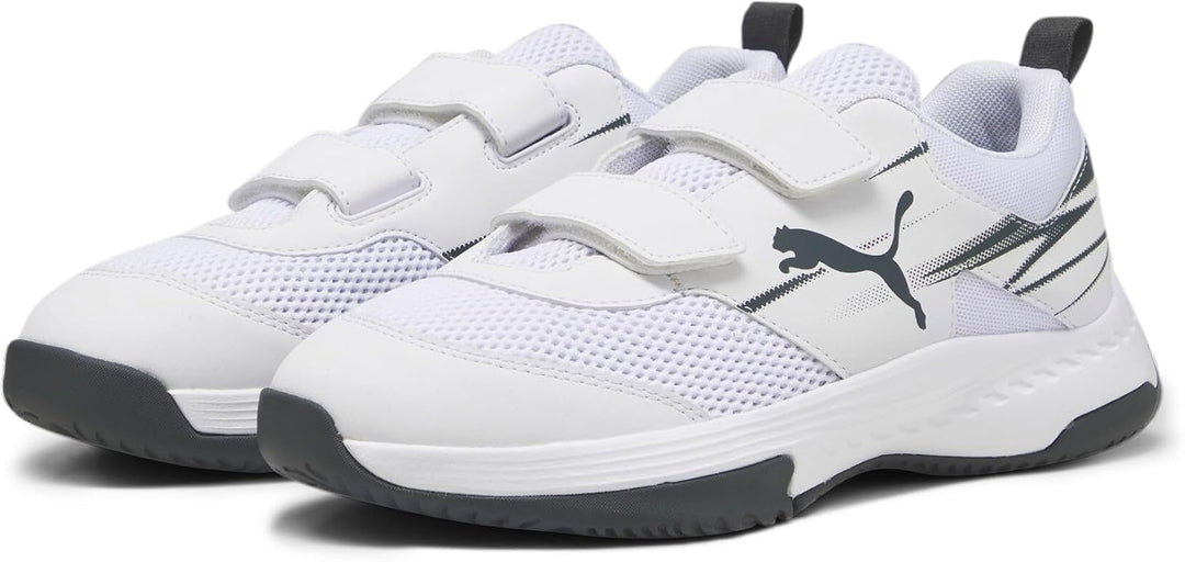 PUMA Unisex Kinder Varion Ii V Jr Indoor Court Shoe 28 EU White Shadow Gray, 28 EU White Shadow Gray