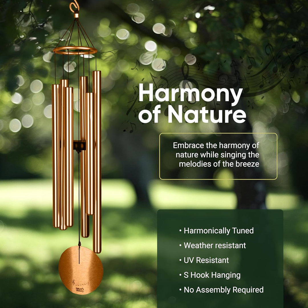 Nature's Melody Aureole Tunes Windspiel, Outdoor-Windspiel mit 6 Röhren, 100% rostfreies Aluminium,