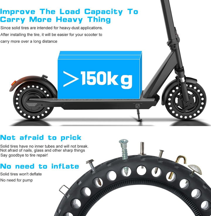 Ainiv Scooter Reifen, 2 Stück 8.5 Zoll für Xiaomi M365 Solid Tires, Elektro-Scooter Vorder und Hinte