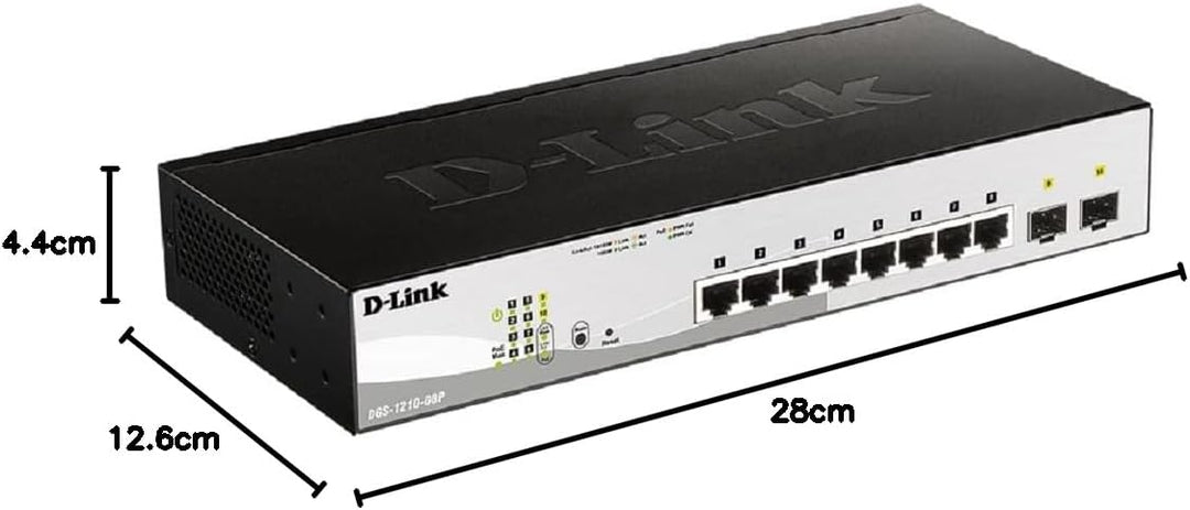 D-Link DGS-1210-08P/E Gigabit Smart Switch (8-Port, 2x SFP, 65W PoE-Budget) 10 Port|8x1G PoE(65W)|2x