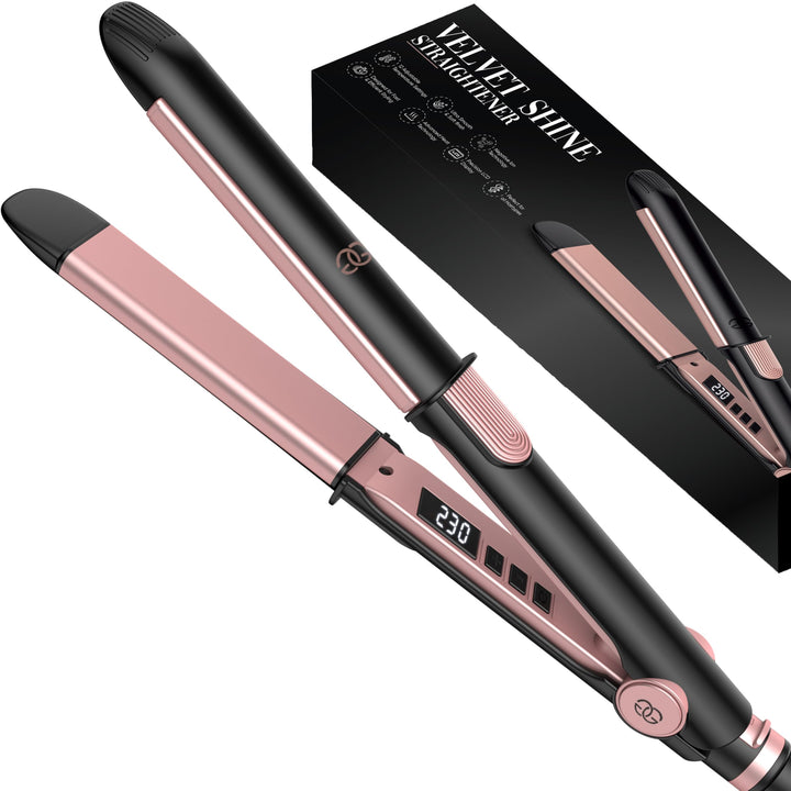Glätteisen 2-in-1 Professioneller Haarglätter & Lockenstab Golden Goods – Titanplatten mit Keramikbe